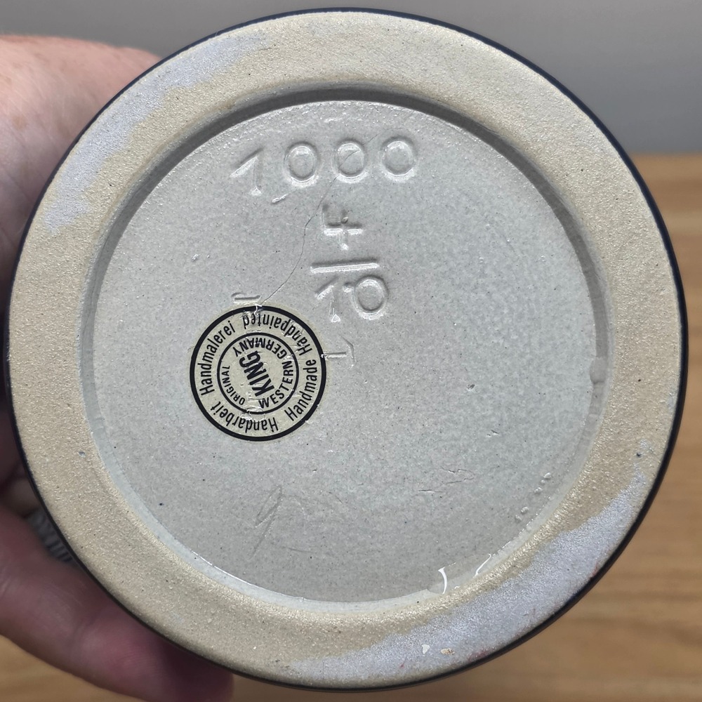 Vintage 60's King West Germany Lidded Beer Stein Hand Painted Ceramic Pewter Lid - Picture 12 of 15